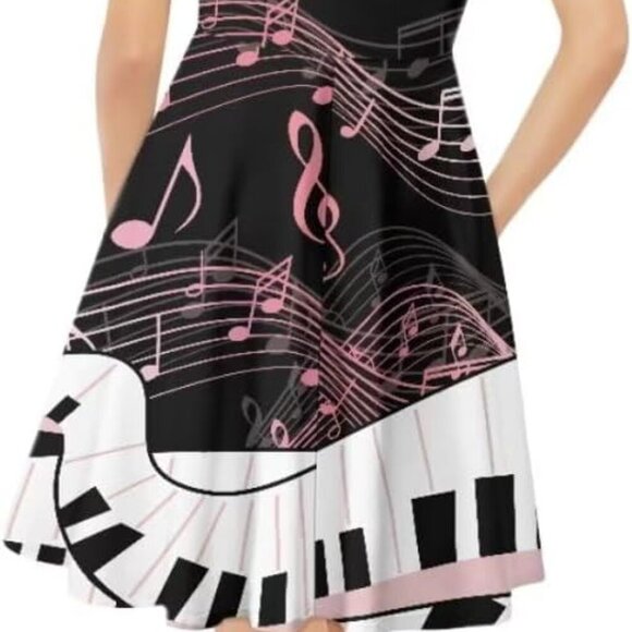 Women Tank Dress Polyester V-Neck Short Sleeve Midi Casual Beach Wear - Picture 5 of 6